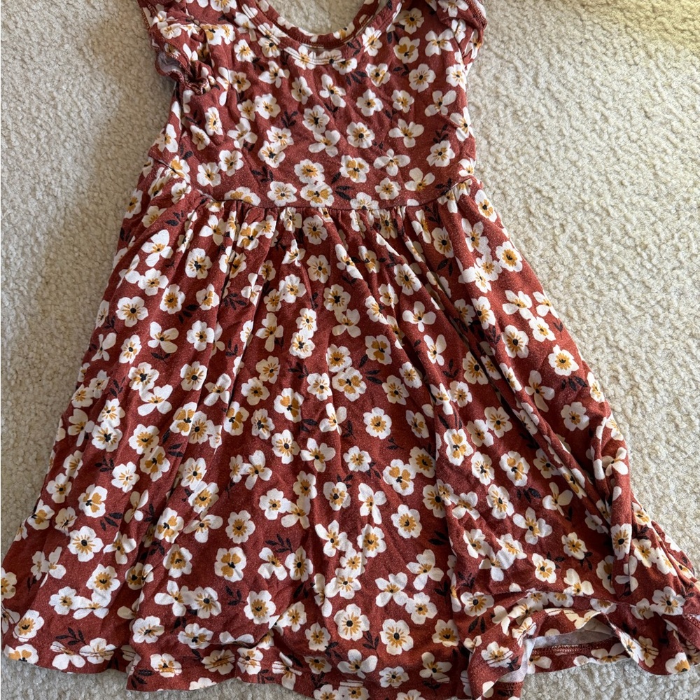 Floral Kids Dress in Brown and White